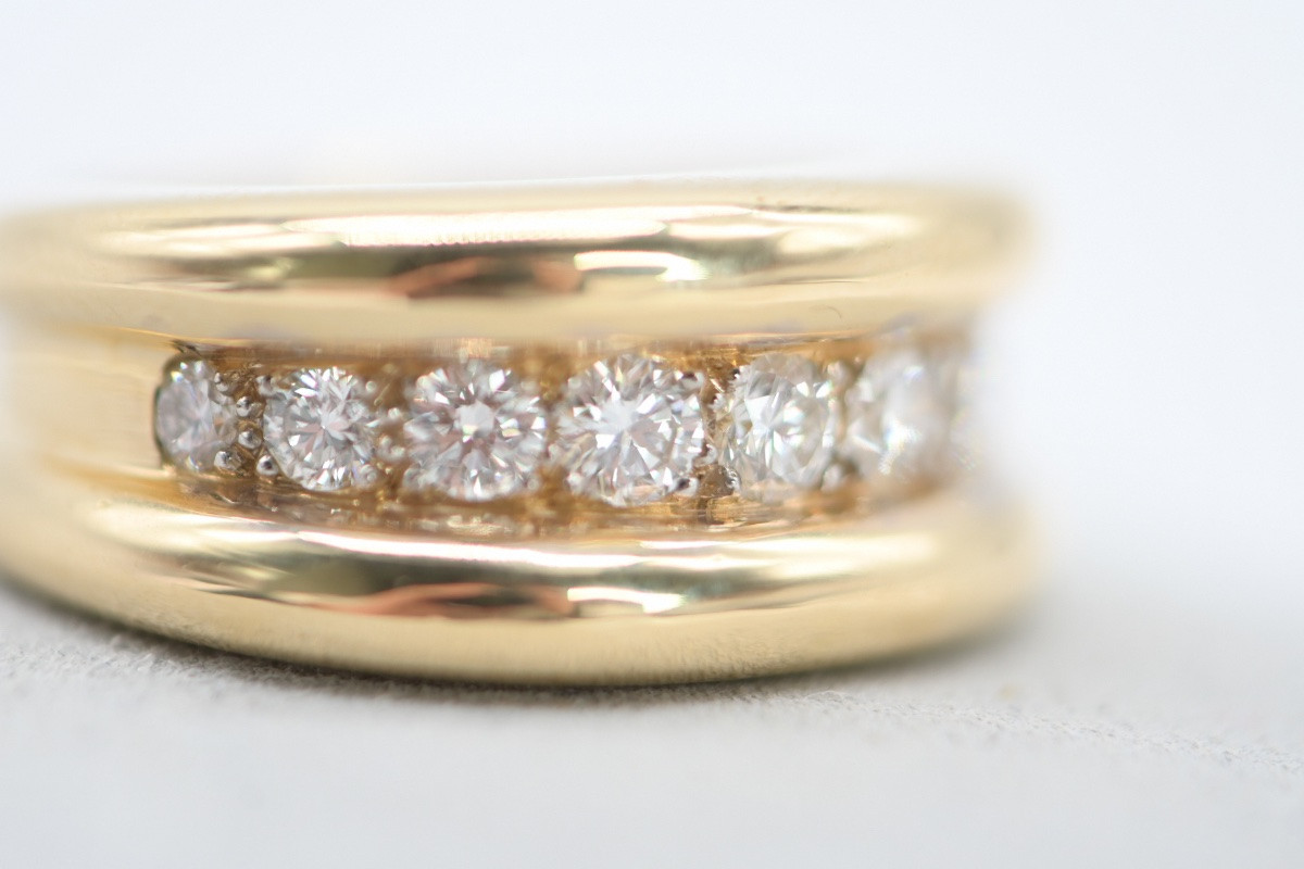 Monture de Bague Vintage en Or Jaune Sertie de Diamants-photo-4
