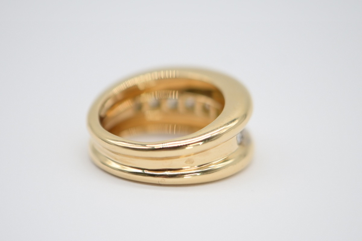 Monture de Bague Vintage en Or Jaune Sertie de Diamants-photo-2