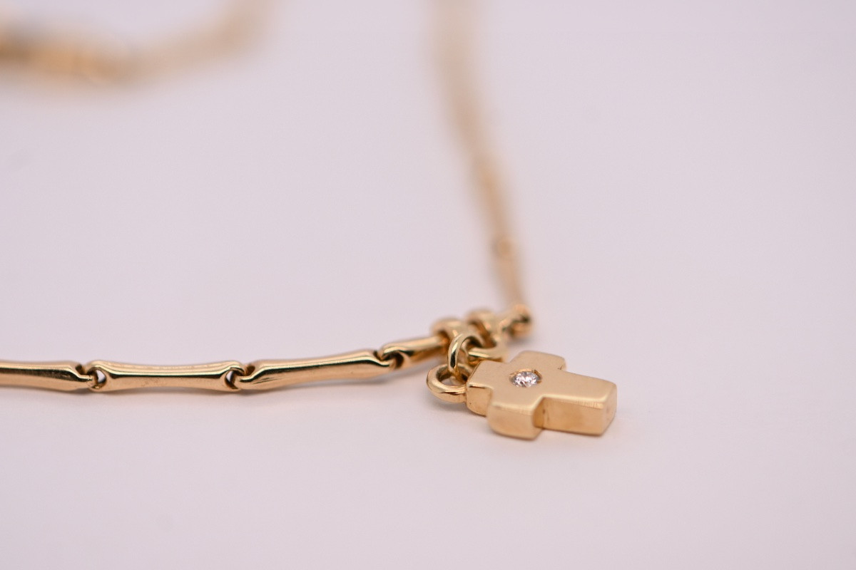 Bracelet "Bamboo Shine" En Or Jaune 18 Carats Avec Diamant-photo-3