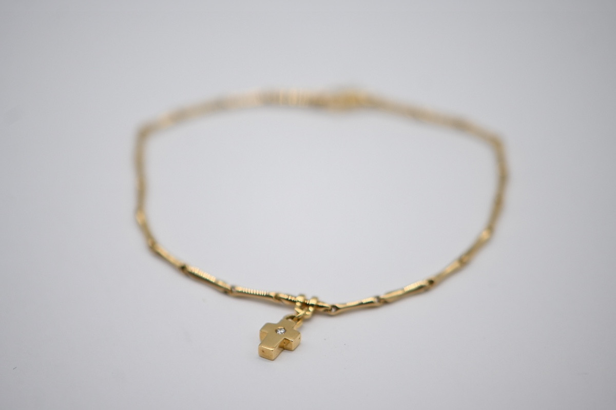 Bracelet "Bamboo Shine" En Or Jaune 18 Carats Avec Diamant