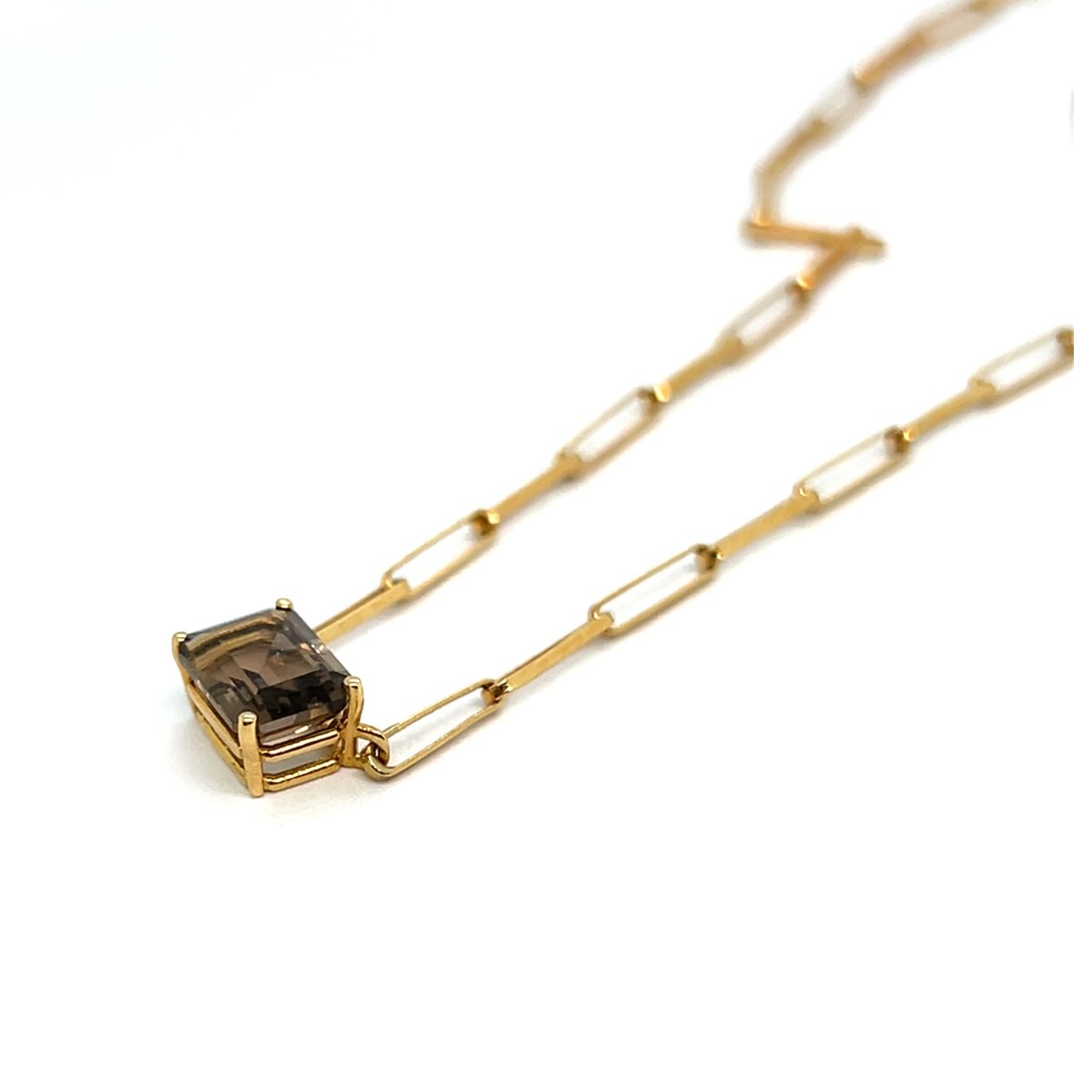 Collier en Or Jaune 18K et Quartz Fumé-photo-4