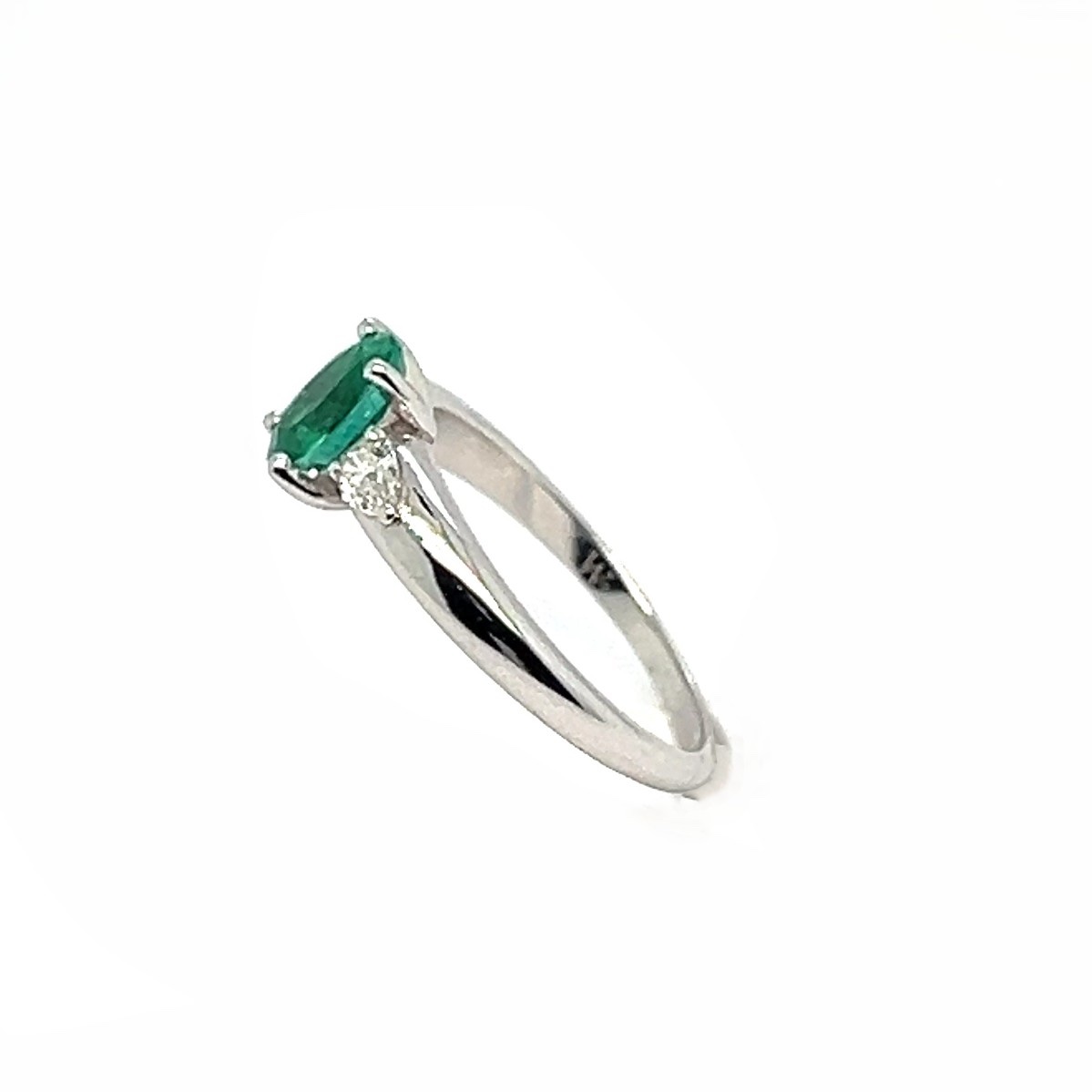 Bague en Or Blanc 18 Carats avec Émeraude de 0,81 Carat et Diamants de 0,22 Carat-photo-4