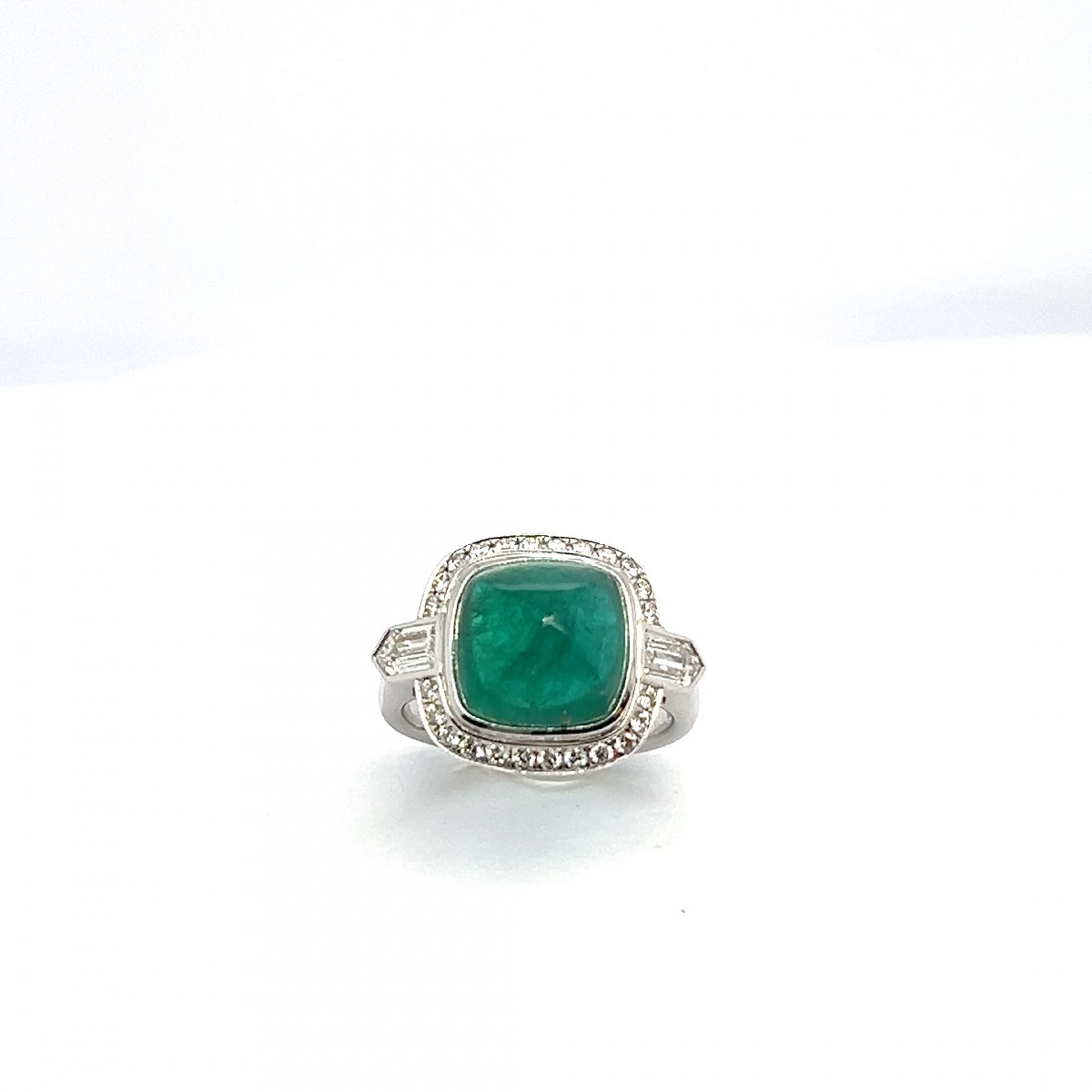 Bague en Or blanc 18 Carats avec Émeraude et Diamants-photo-2