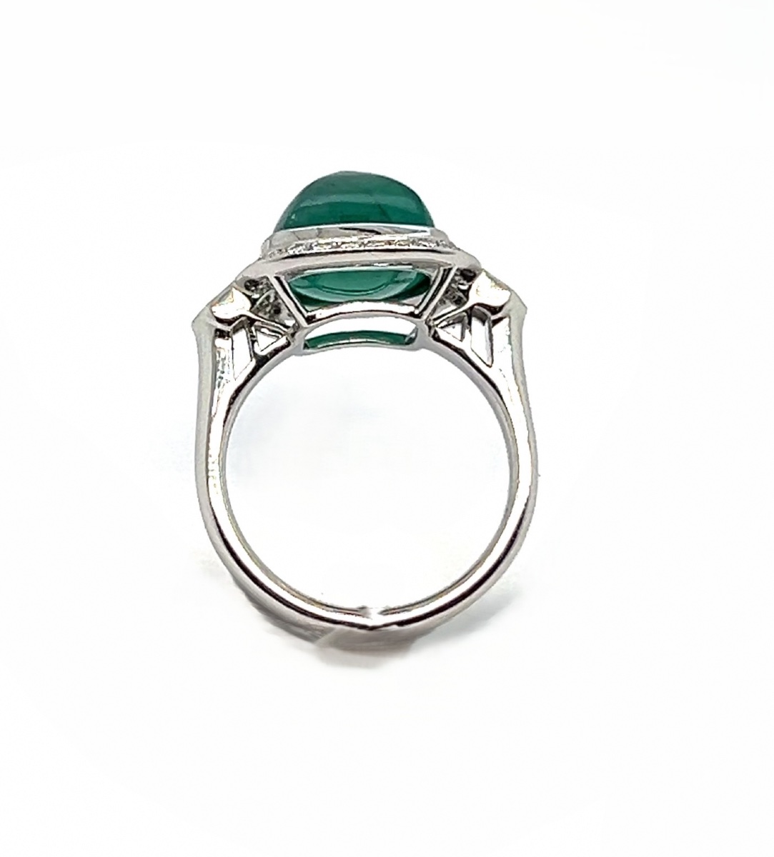 Bague en Or blanc 18 Carats avec Émeraude et Diamants-photo-3