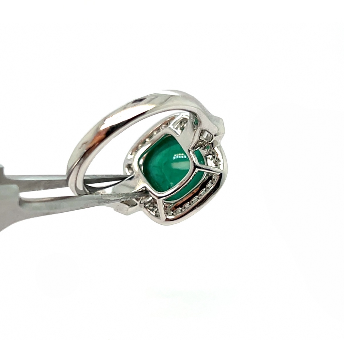 Bague en Or blanc 18 Carats avec Émeraude et Diamants-photo-1