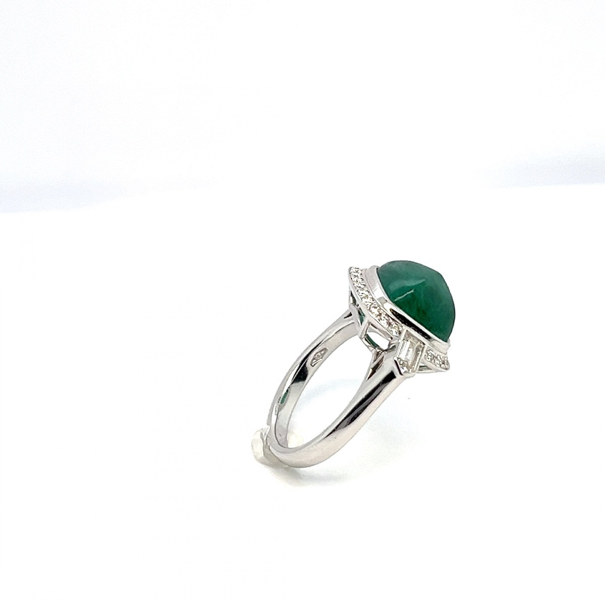 Bague en Or blanc 18 Carats avec Émeraude et Diamants-photo-2