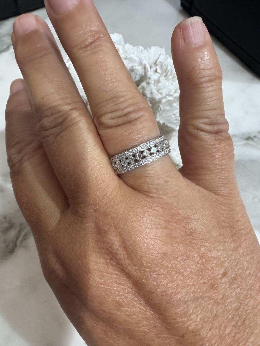 0.88 Carat Brilliant Diamond Wedding Band In 18k White Gold-photo-4