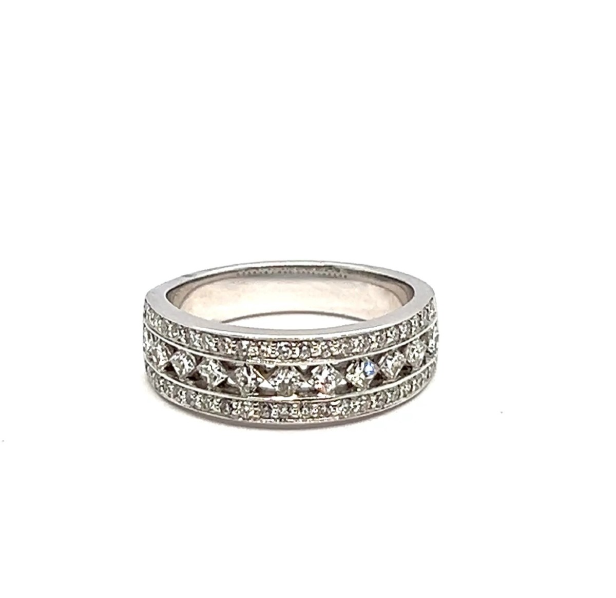 0.88 Carat Brilliant Diamond Wedding Band In 18k White Gold
