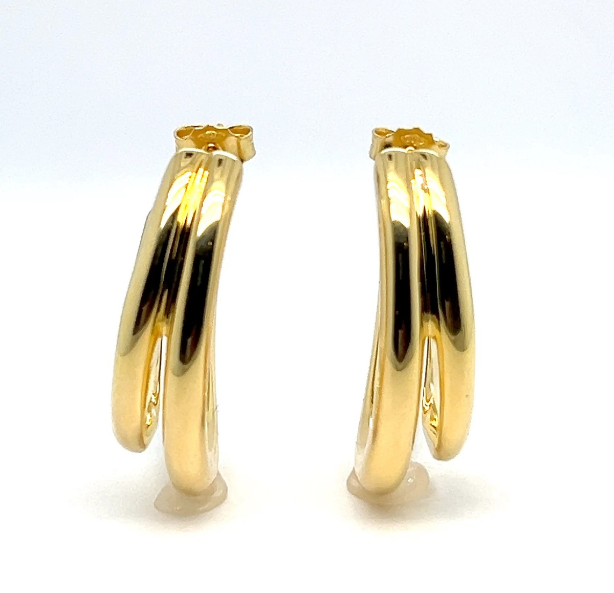 18k Yellow Gold Dangling Sleeper Hoop Earrings-photo-1