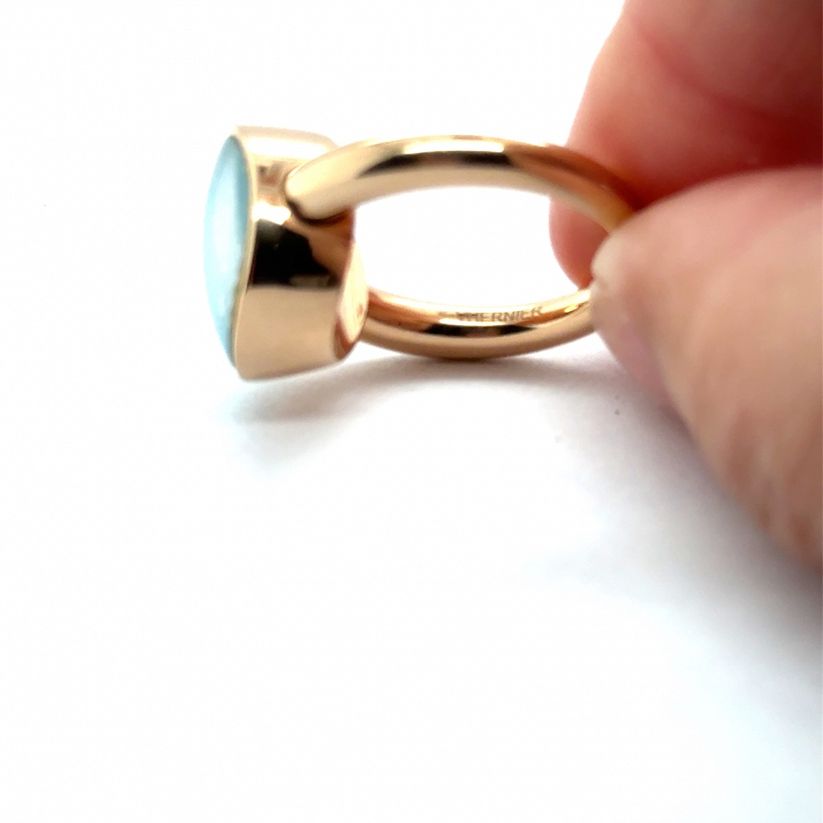 Bague signée Vhernier or 18 carats collection GIOTTO chrysoprase -photo-4