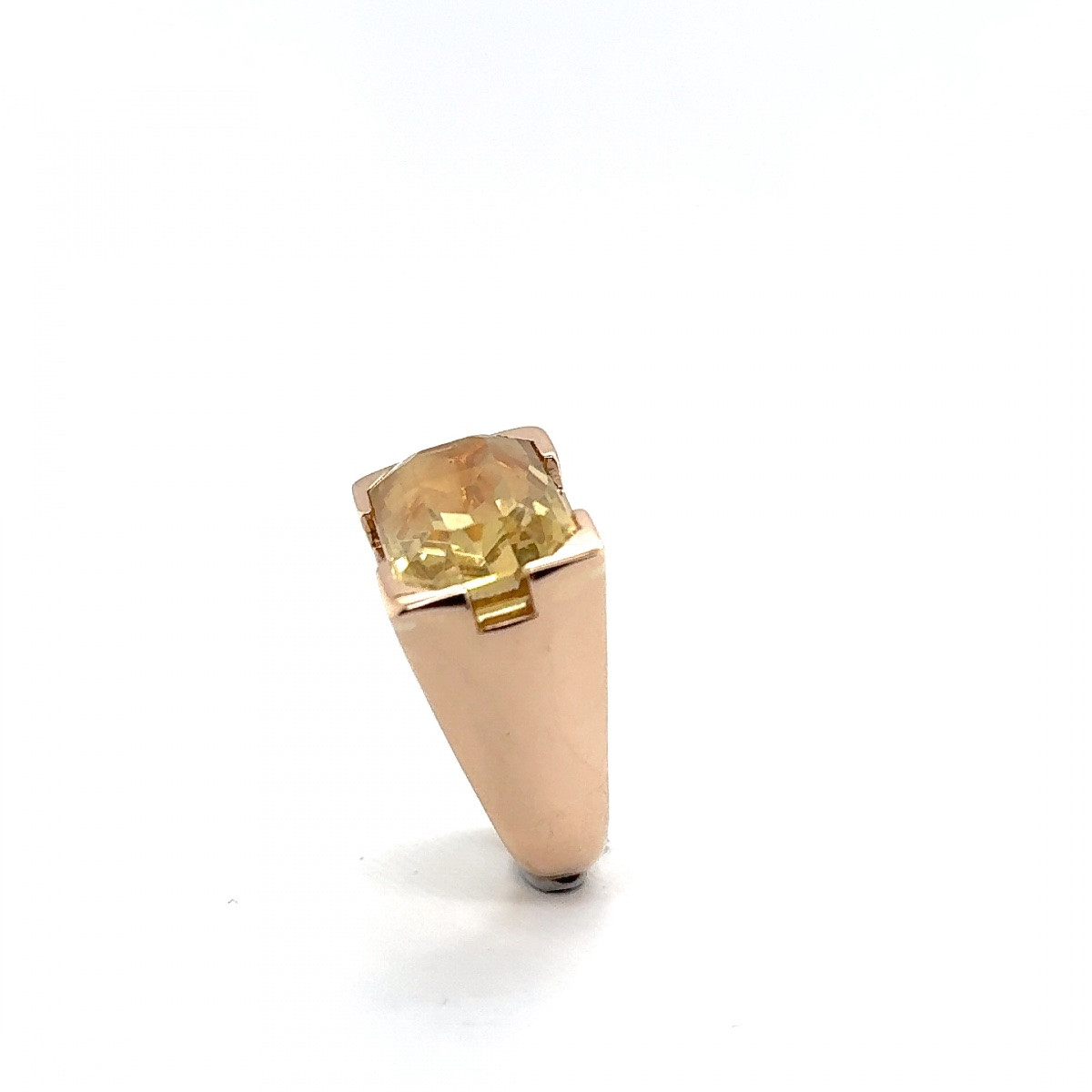 Bague Tank Or Rose Citrine Taille Emeraude-photo-2