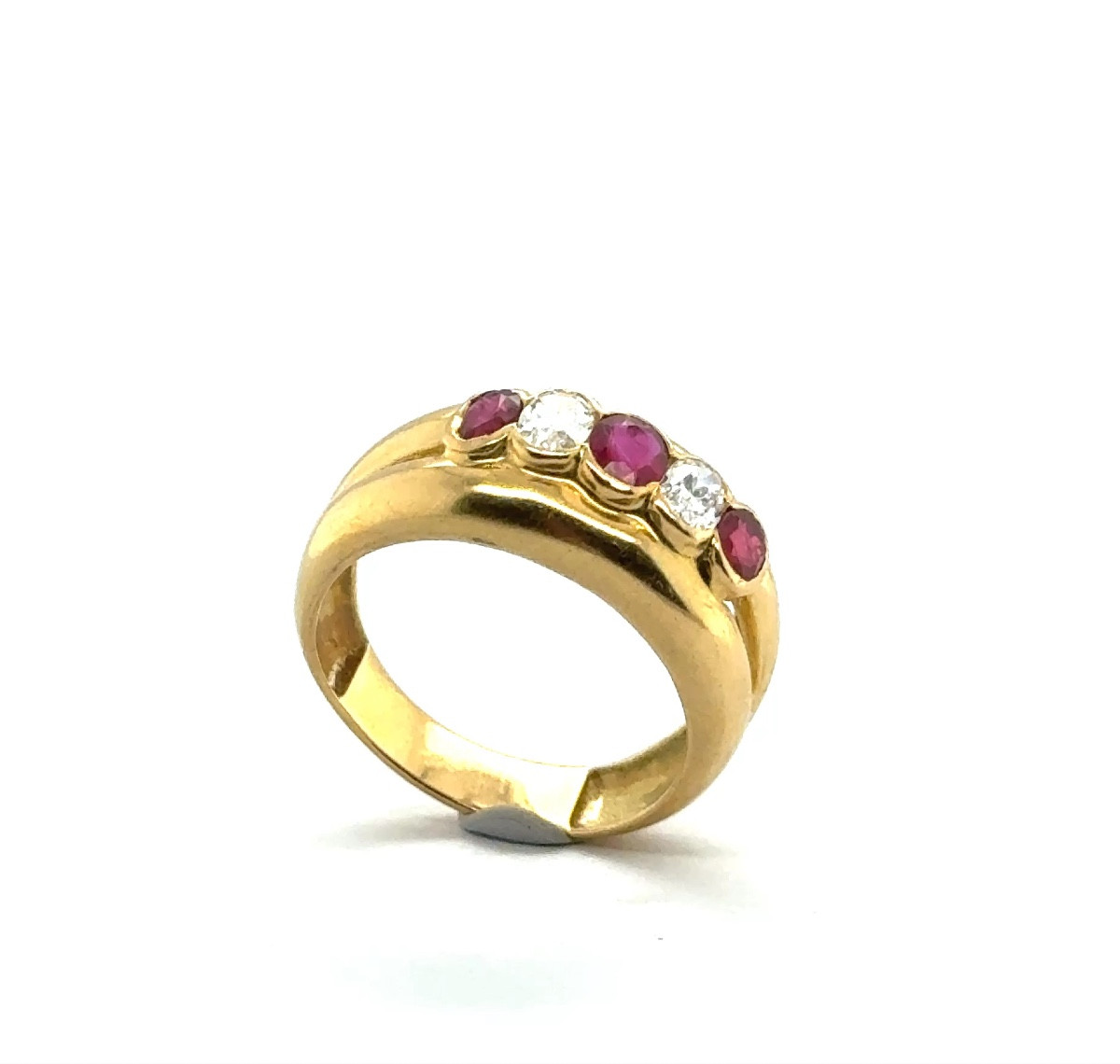 Bague Ancienne Or 18 carats Diamants et Rubis « sang de pigeon »-photo-2