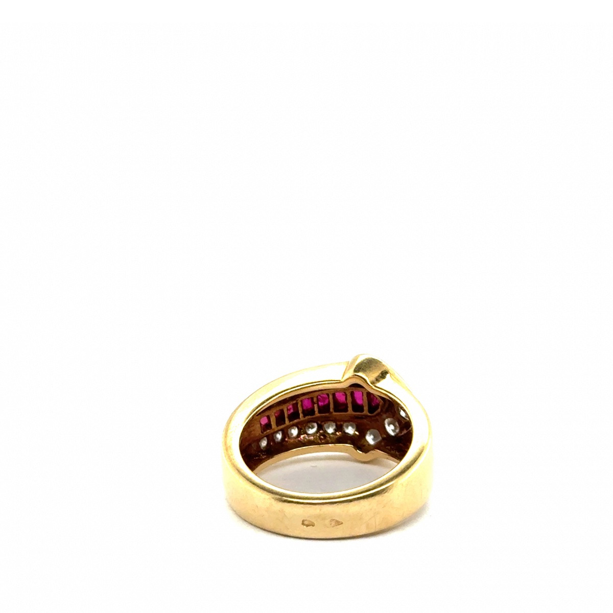 Bague cravatte rubis calibrés et diamants – Or jaune 18K-photo-2