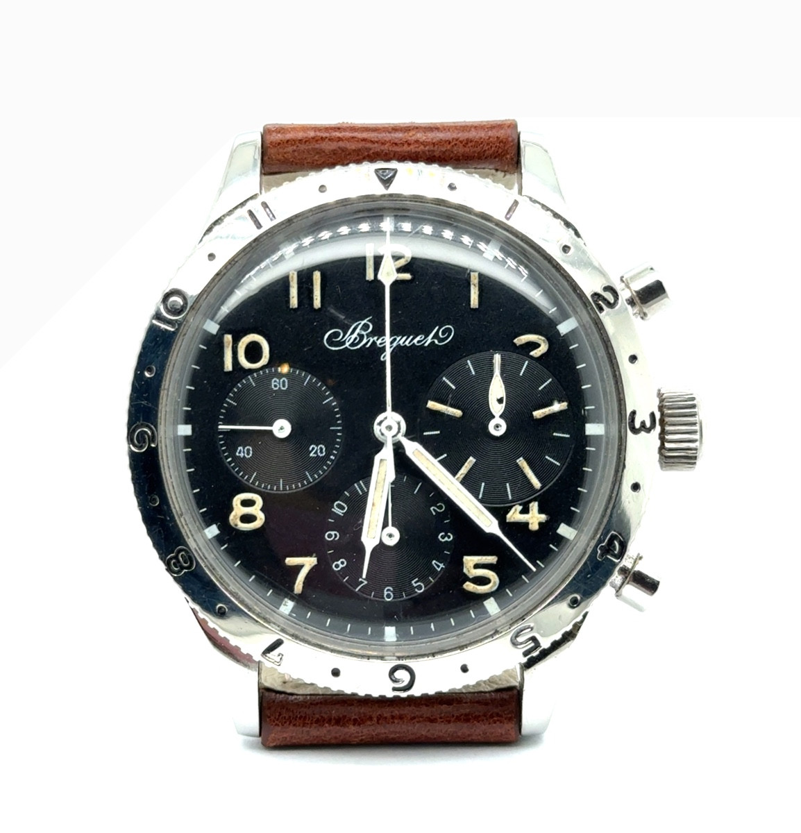 Montre Breguet Type XX chronographe flyback, circa 1970, 3 compteurs, antimagnétique-photo-2