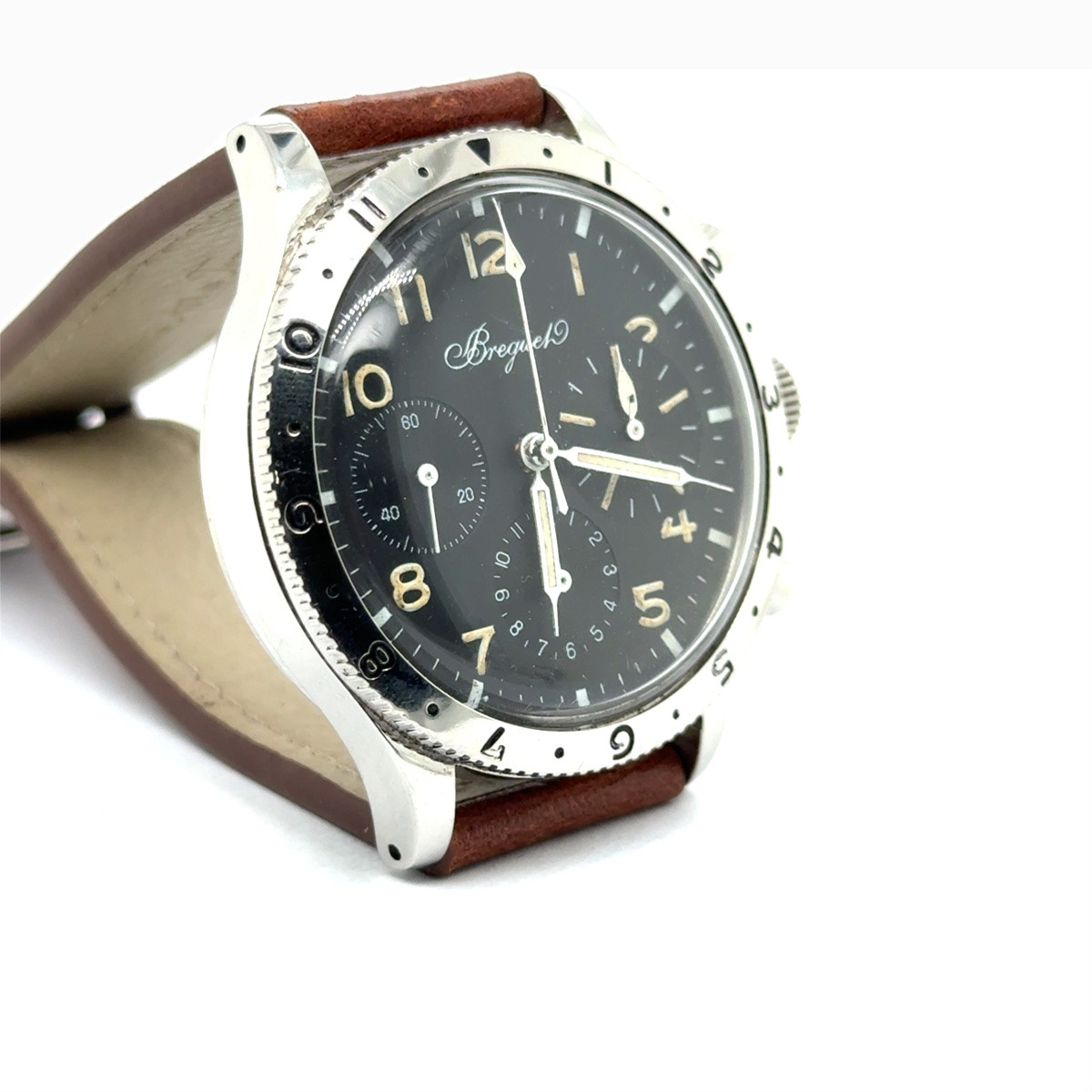 Montre Breguet Type XX chronographe flyback, circa 1970, 3 compteurs, antimagnétique-photo-3