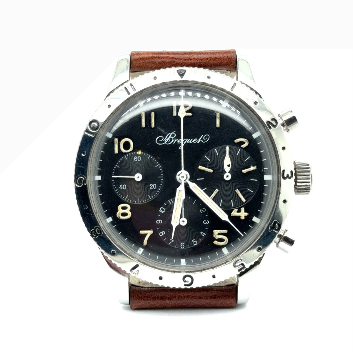 Montre Breguet Type XX chronographe flyback, circa 1970, 3 compteurs, antimagnétique-photo-8