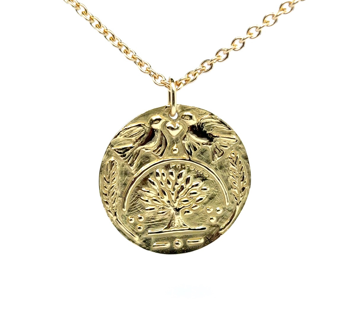 Collier Médaille Symbolique De L’Amour Et De La Réussite En Or Jaune 18 Carats