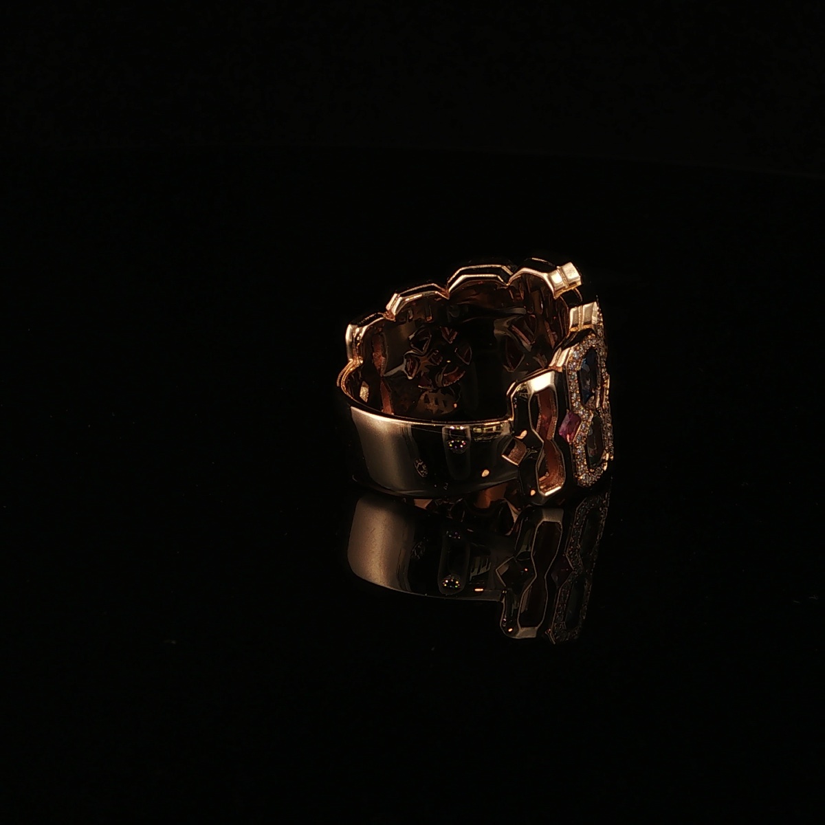 18-karat Yellow Gold Ring With 4.44 Carats Of Multicolored Sapphires And Diamonds-photo-5