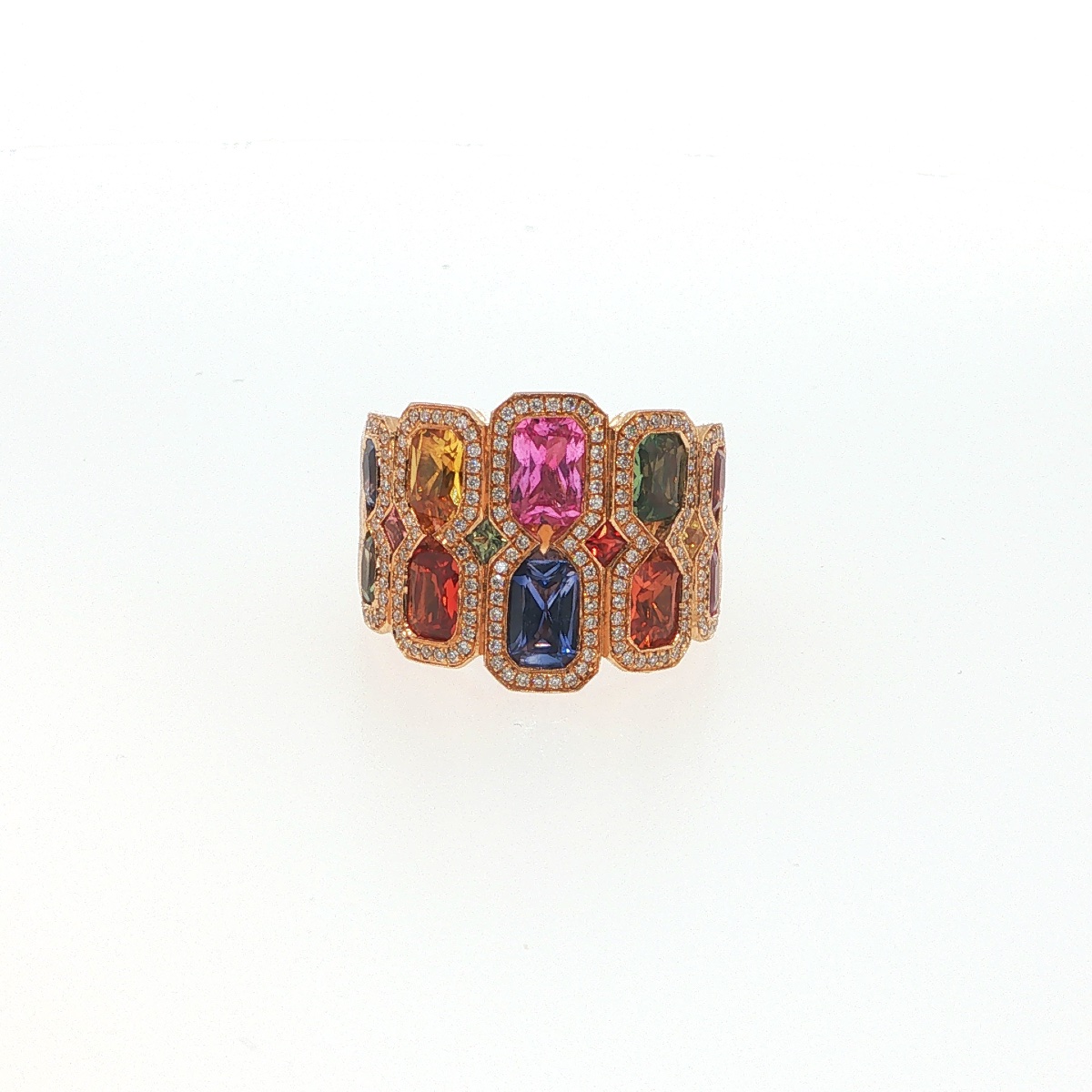 18-karat Yellow Gold Ring With 4.44 Carats Of Multicolored Sapphires And Diamonds