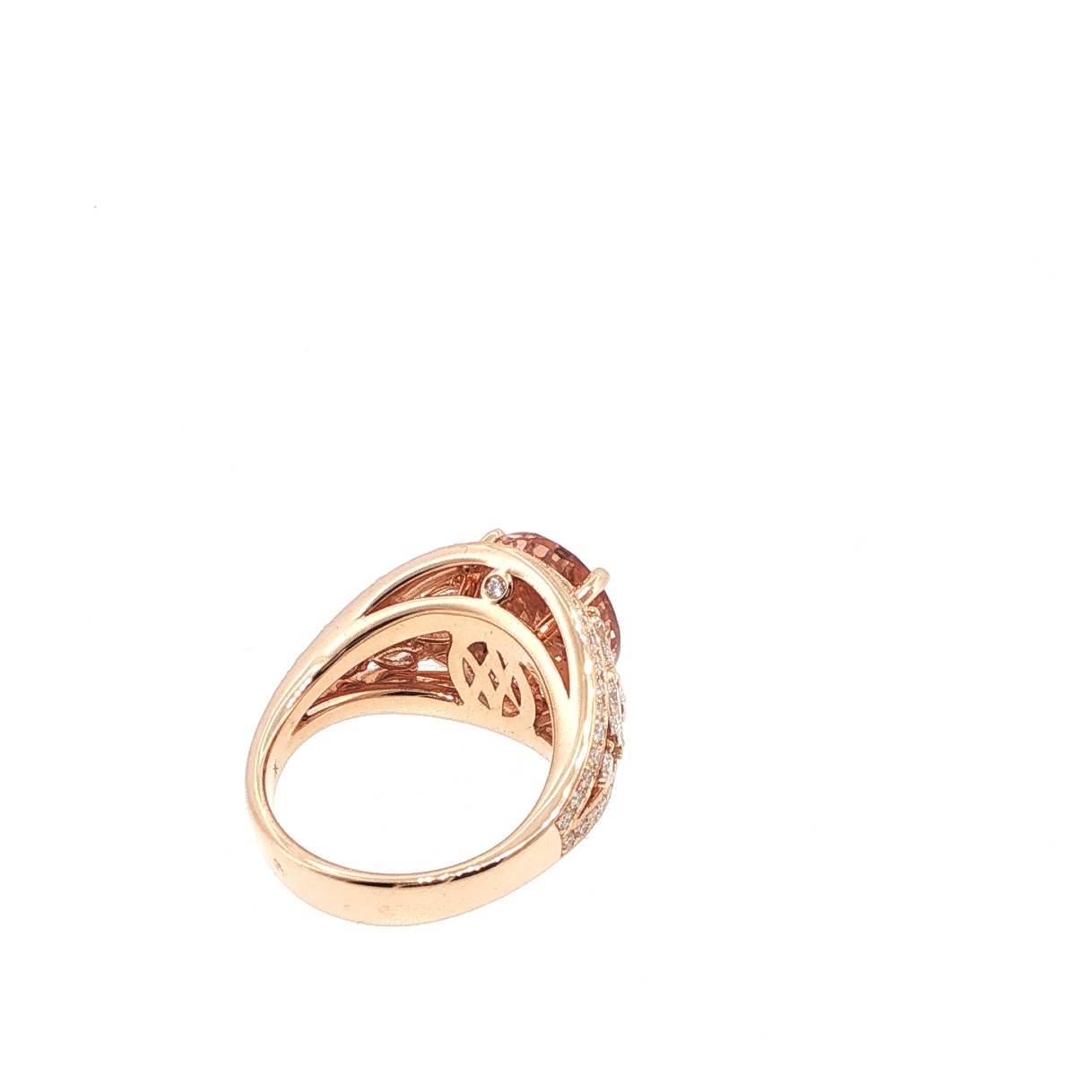Bague Morganite Certifiée 5,09 Ct Et Diamants, Or Rose 18 Carats-photo-1