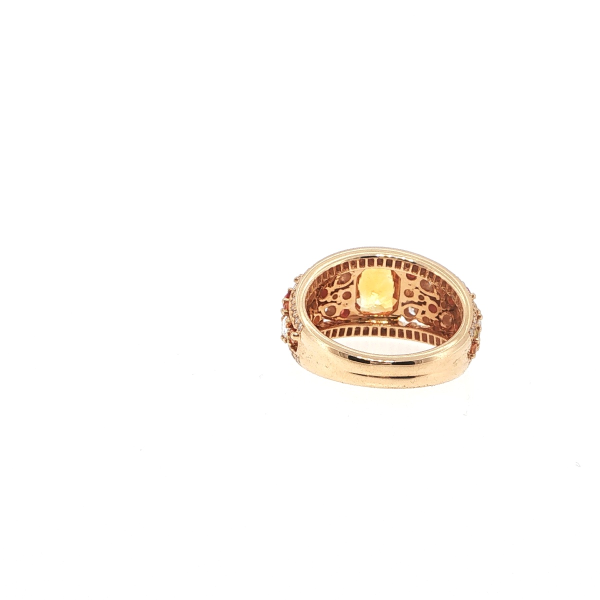 Orange Sapphire Ring, Multicolored Sapphires And Diamonds, 18-k Rose Gold-photo-4