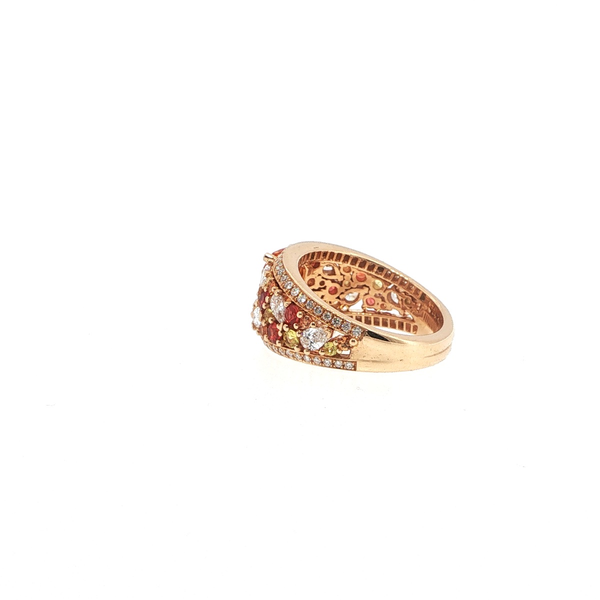 Orange Sapphire Ring, Multicolored Sapphires And Diamonds, 18-k Rose Gold-photo-1