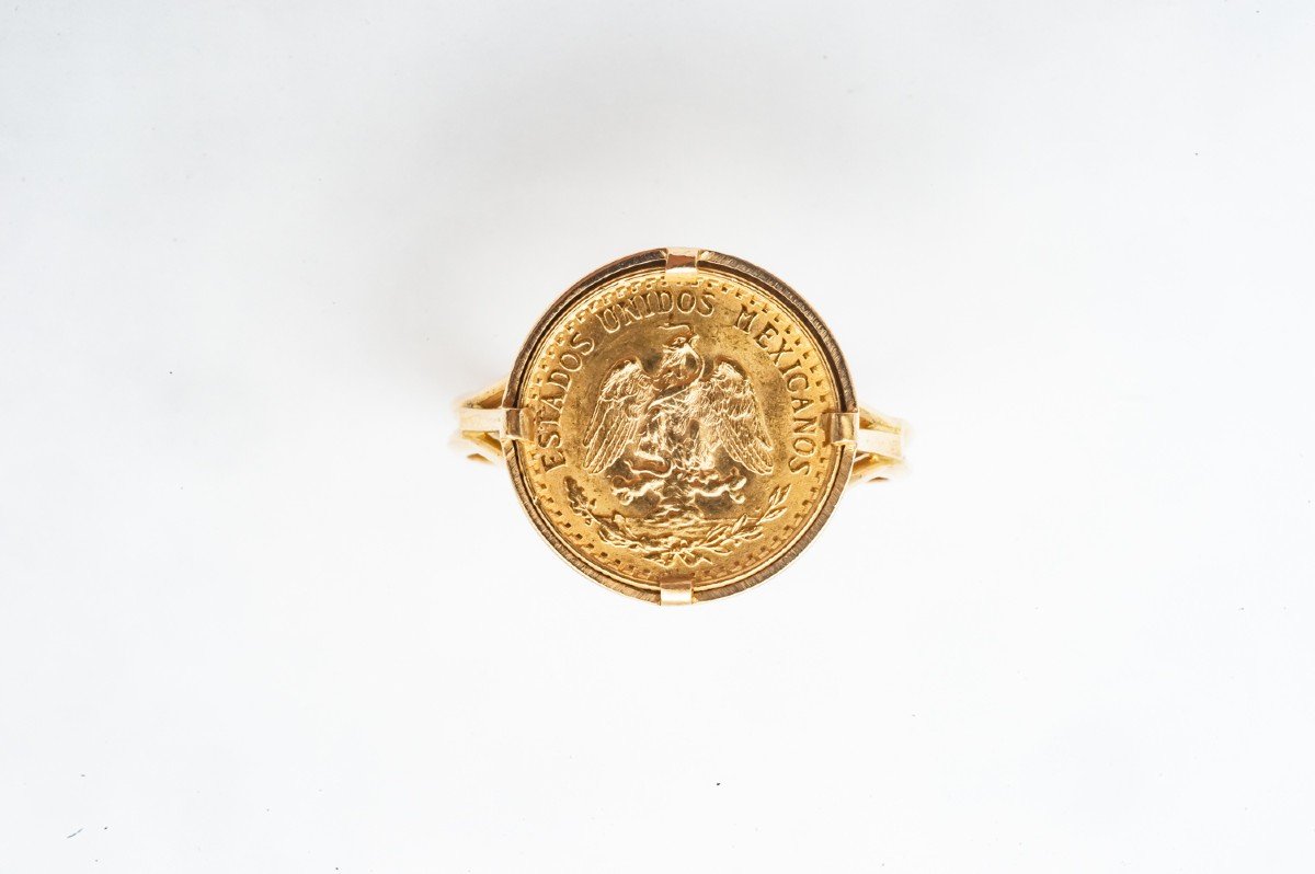 Ring Coins 2 Pesos Estados Unidos Mexicana Yellow Gold 24 Carat-photo-1
