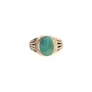 Cocktail Ring Turquoise Cabochon Yellow Gold 18k 