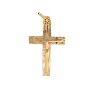 Religious Cross Art-deco Double Face Yellow Gold 18 Karat