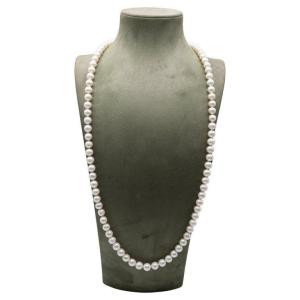 Long Necklace Pearls 9-10mm 18 Carat Gold
