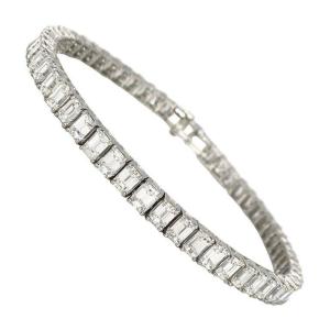 Emerald Cut Diamonds Tennis Bracelet Color D Platinum Hrd