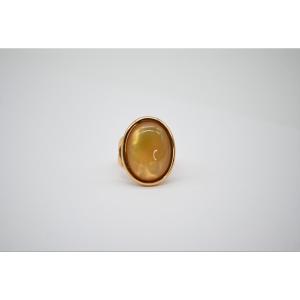 Bague En Or Jaune 18K Avec Citrine Et Quartz Fumé À Double Face