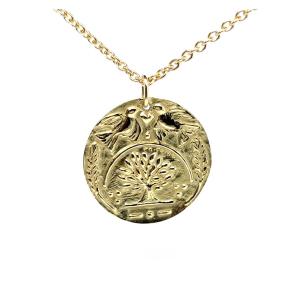 Collier Médaille Symbolique De L’Amour Et De La Réussite En Or Jaune 18 Carats