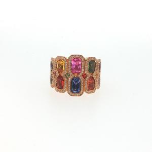 18-karat Yellow Gold Ring With 4.44 Carats Of Multicolored Sapphires And Diamonds