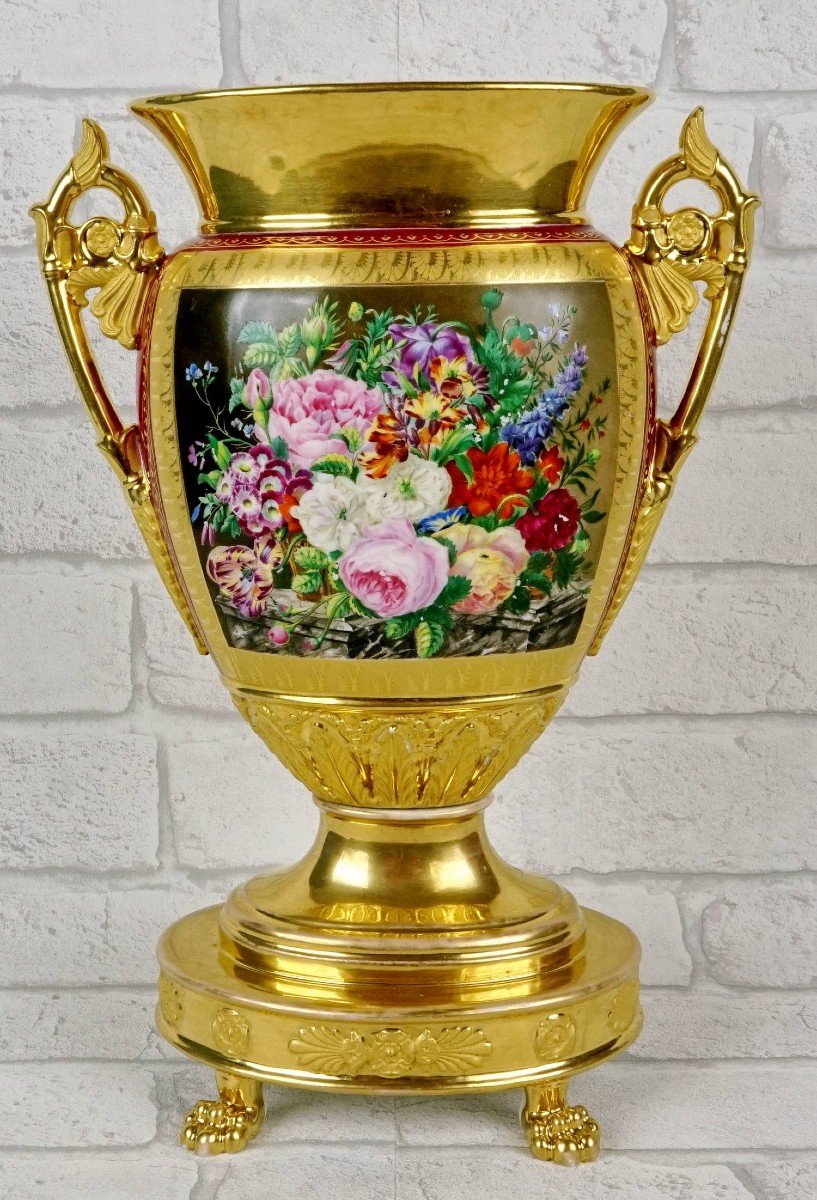 Large Porcelain Vase From Paris - Manufacture De Schoelcher - Ep. Early 19th Century (circa 1815)-photo-3