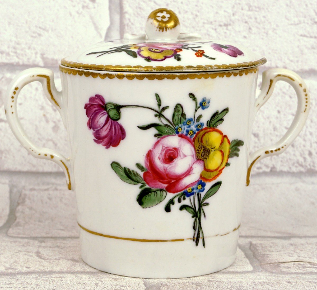 Trembleuse Cup With 2 Handles In Limoges Porcelain - Manufacture Du Comte d'Artois - Ep. XVIII-photo-3