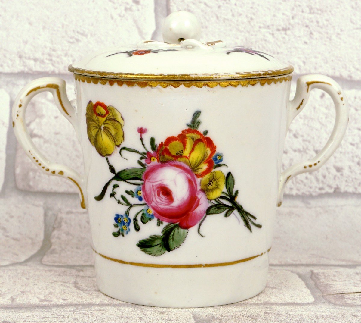 Trembleuse Cup With 2 Handles In Limoges Porcelain - Manufacture Du Comte d'Artois - Ep. XVIII-photo-1