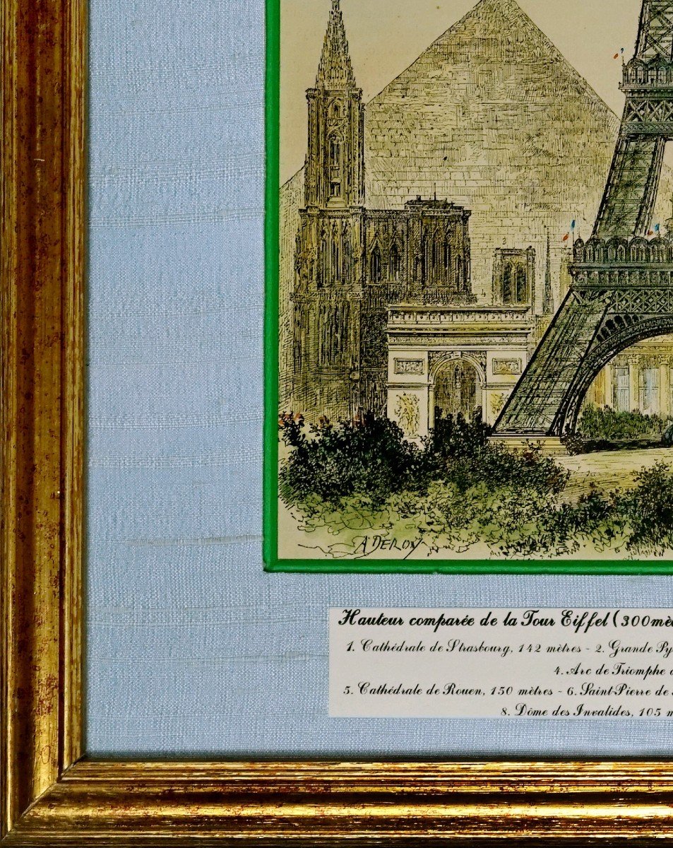 La Tour Eiffel - Comparee Aux Principaux Monuments Du Monde (lithographie / Gravure) - Ep. Fin XIXe-photo-2