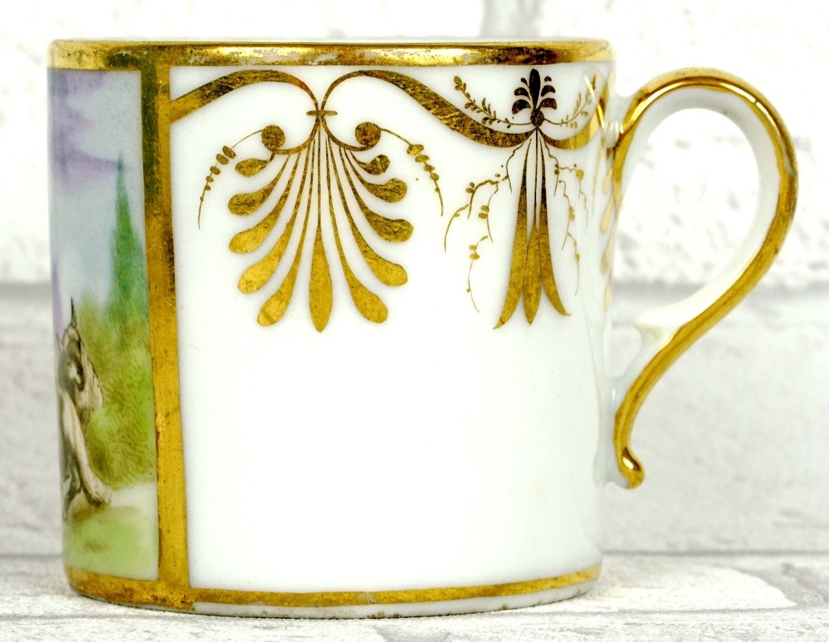 Cup And Saucer In Paris Porcelain - Manufacture De Locre - Ep. Early 19th Century-photo-3