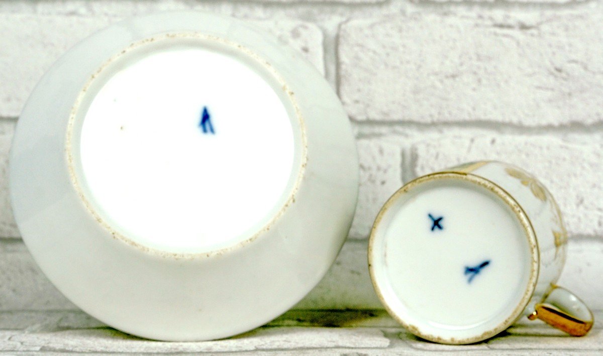 Cup And Saucer In Paris Porcelain - Manufacture De Locre - Ep. Early 19th Century-photo-4