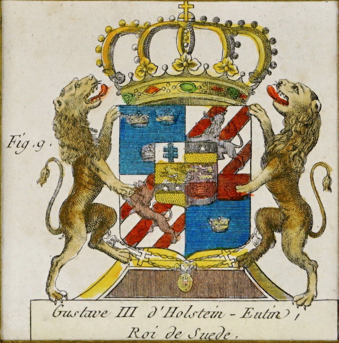 Petite Gravure - Armoirie De Gustave III d'Holstein - Eutin -roi De Suede - Ep. XVIIIe-photo-3