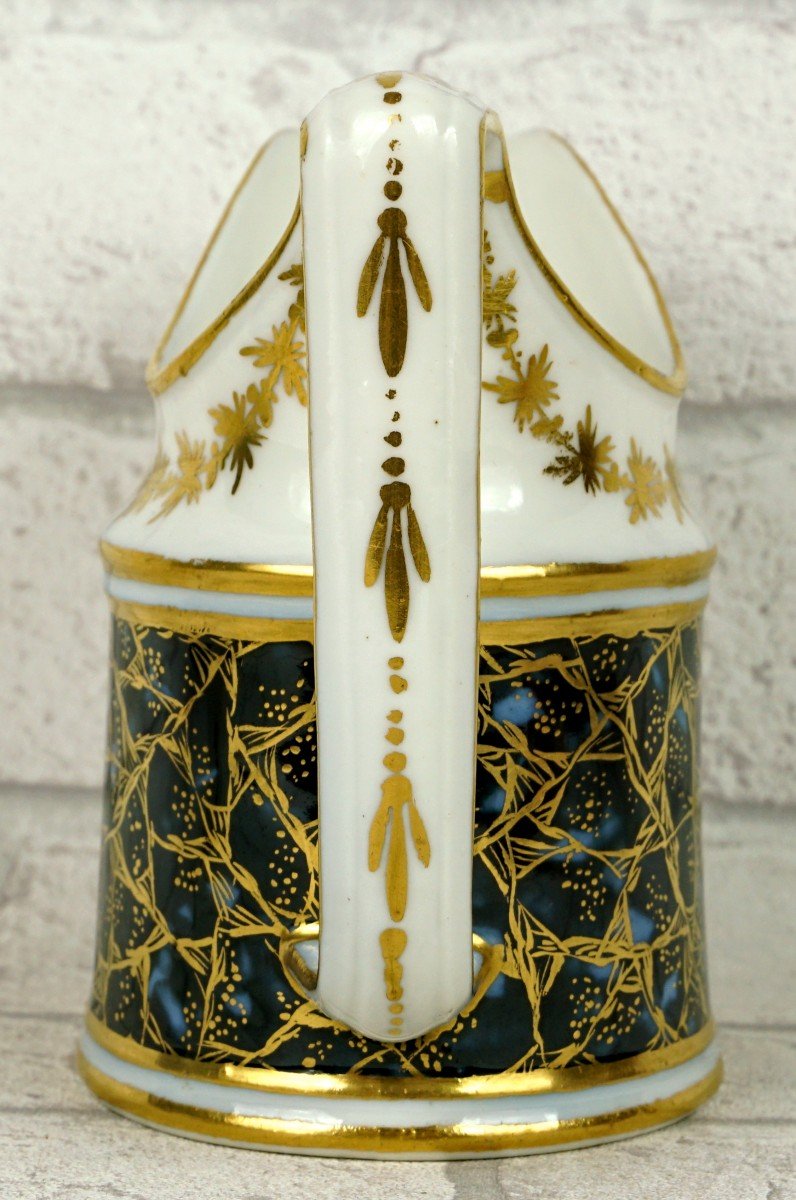Rare Paris Porcelain Milk Pot - Manufacture A La Reine Fond -lapis Lazuli - Ep. 18th Century-photo-2