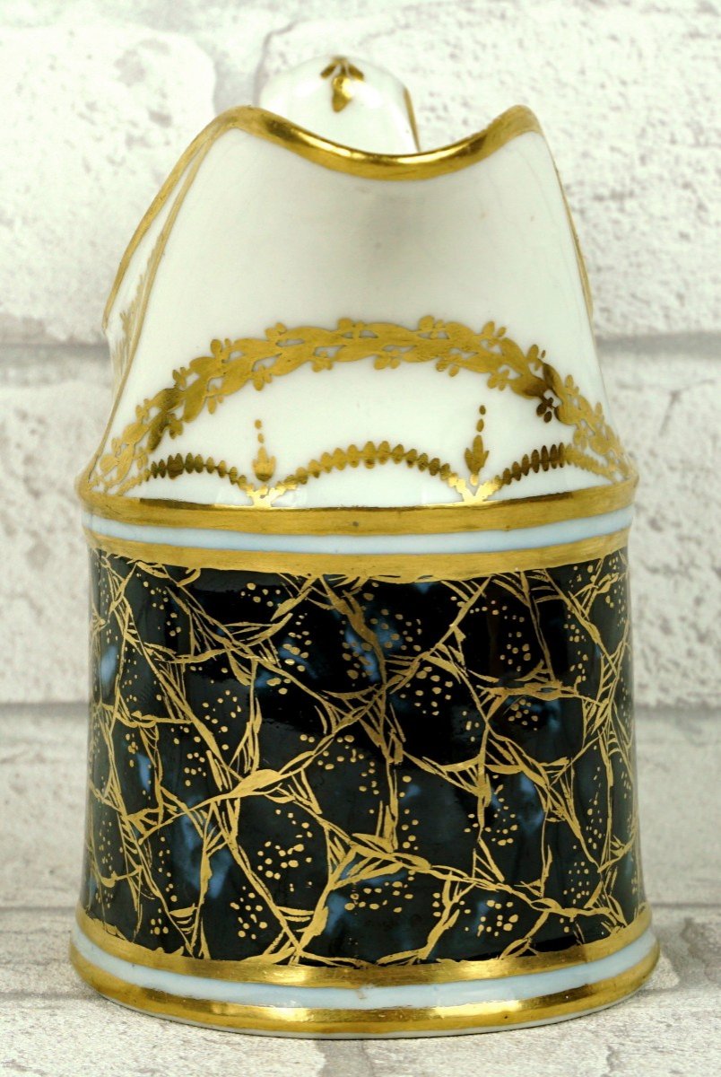 Rare Paris Porcelain Milk Pot - Manufacture A La Reine Fond -lapis Lazuli - Ep. 18th Century-photo-4
