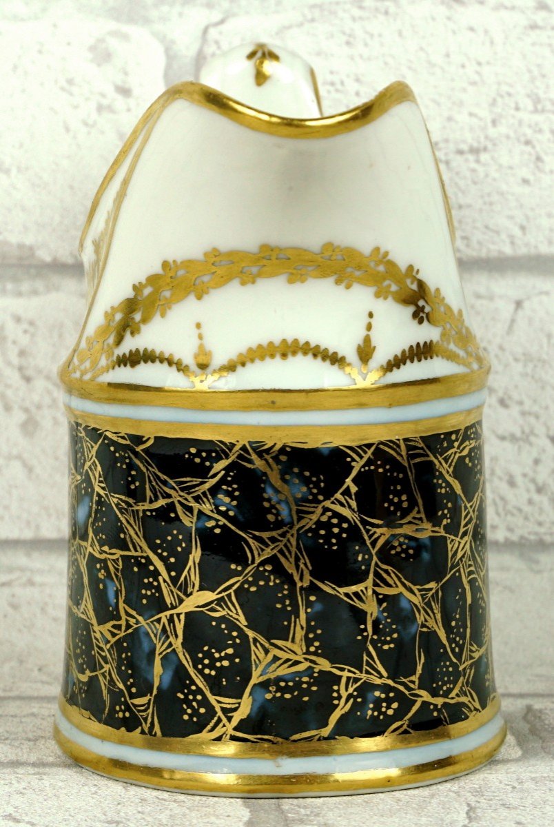 Rare Pot à Lait En Porcelaine De Paris - Manufacture A La Reine Fond -Lapis-lazuli - Ep. XVIIIe-photo-4