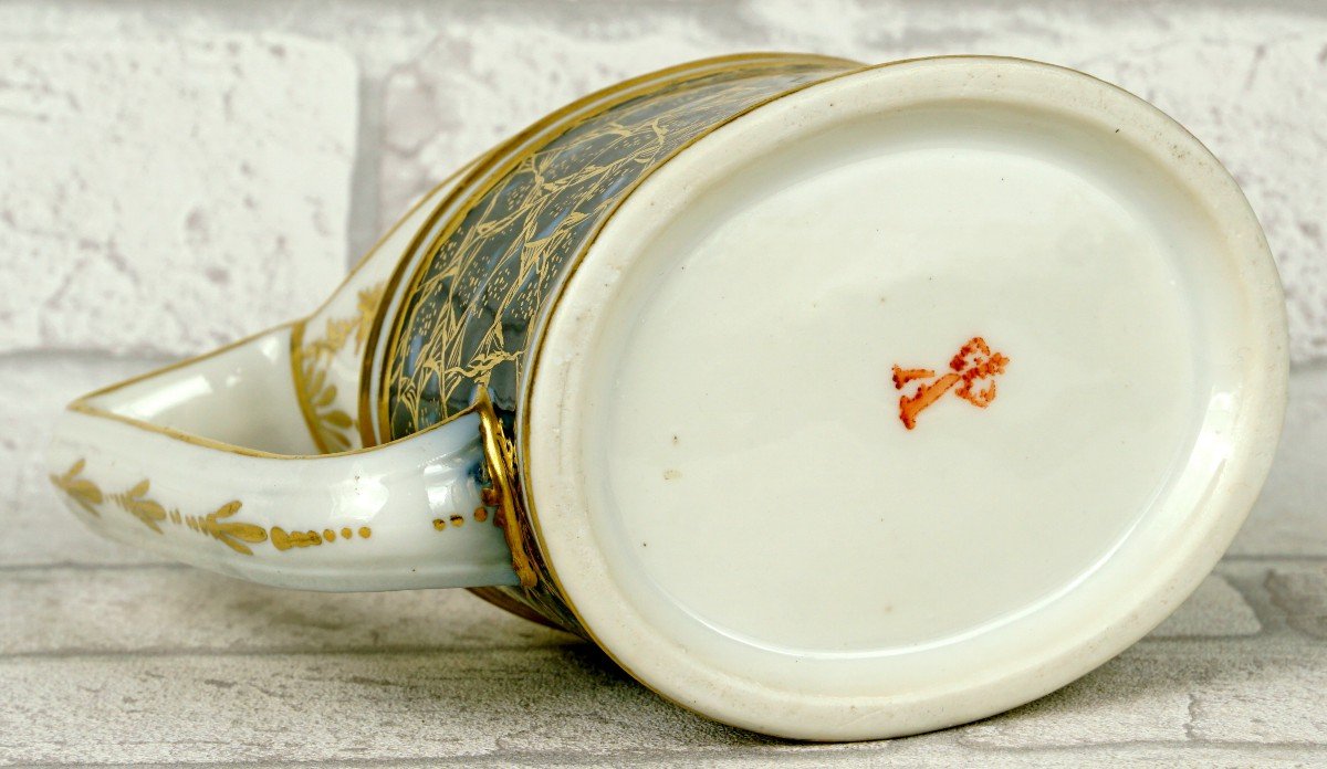Rare Pot à Lait En Porcelaine De Paris - Manufacture A La Reine Fond -Lapis-lazuli - Ep. XVIIIe-photo-2