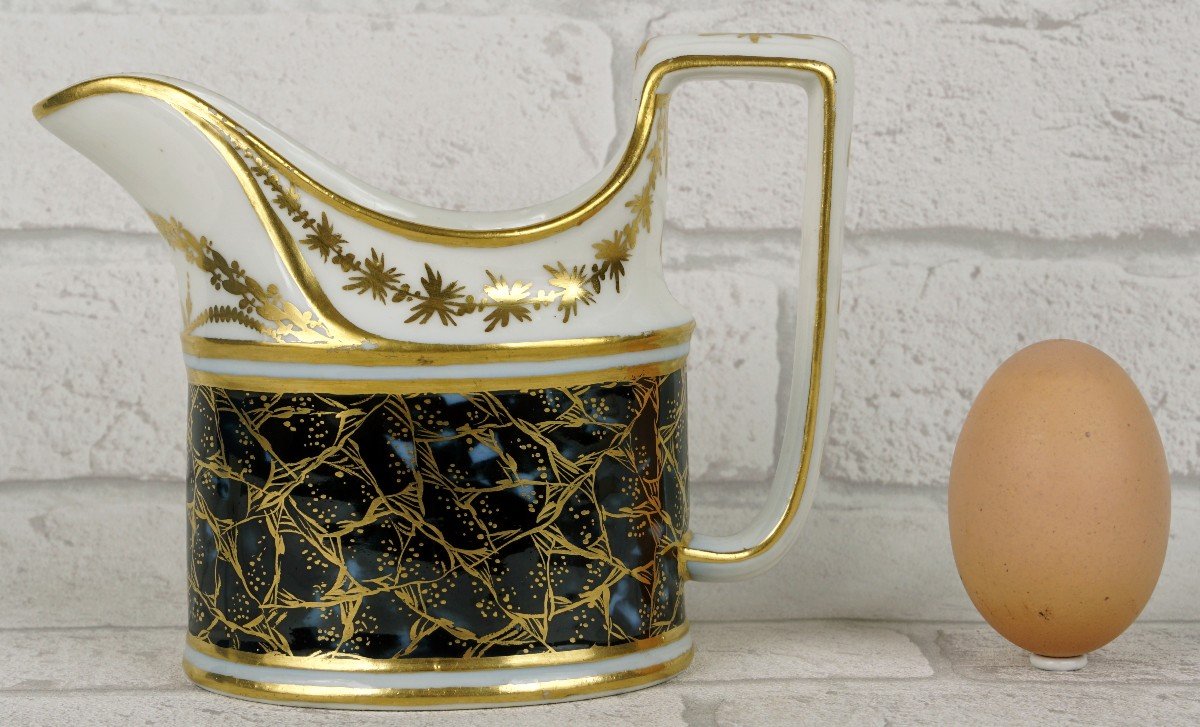Rare Pot à Lait En Porcelaine De Paris - Manufacture A La Reine Fond -Lapis-lazuli - Ep. XVIIIe-photo-3