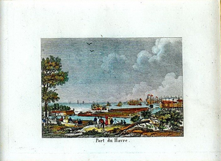 Small Engraving Of The Port Of Le Havre - Ep. Early 19th Century-photo-3