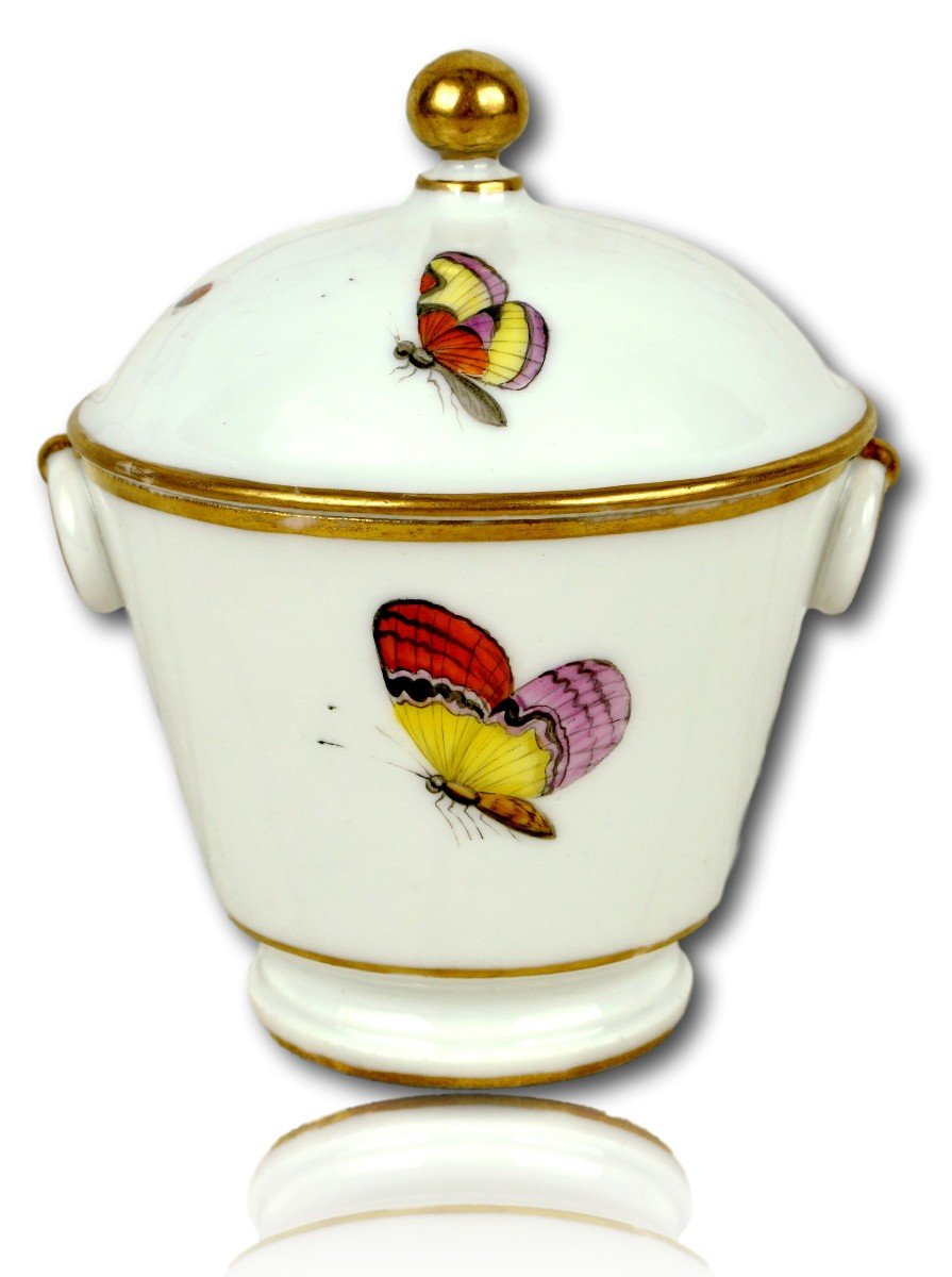 Sucrier (pot à Sucre) Et Son Couvercle En Porcelaine De Bruxelles -  Louis Crette - Ep.  XVIIIe