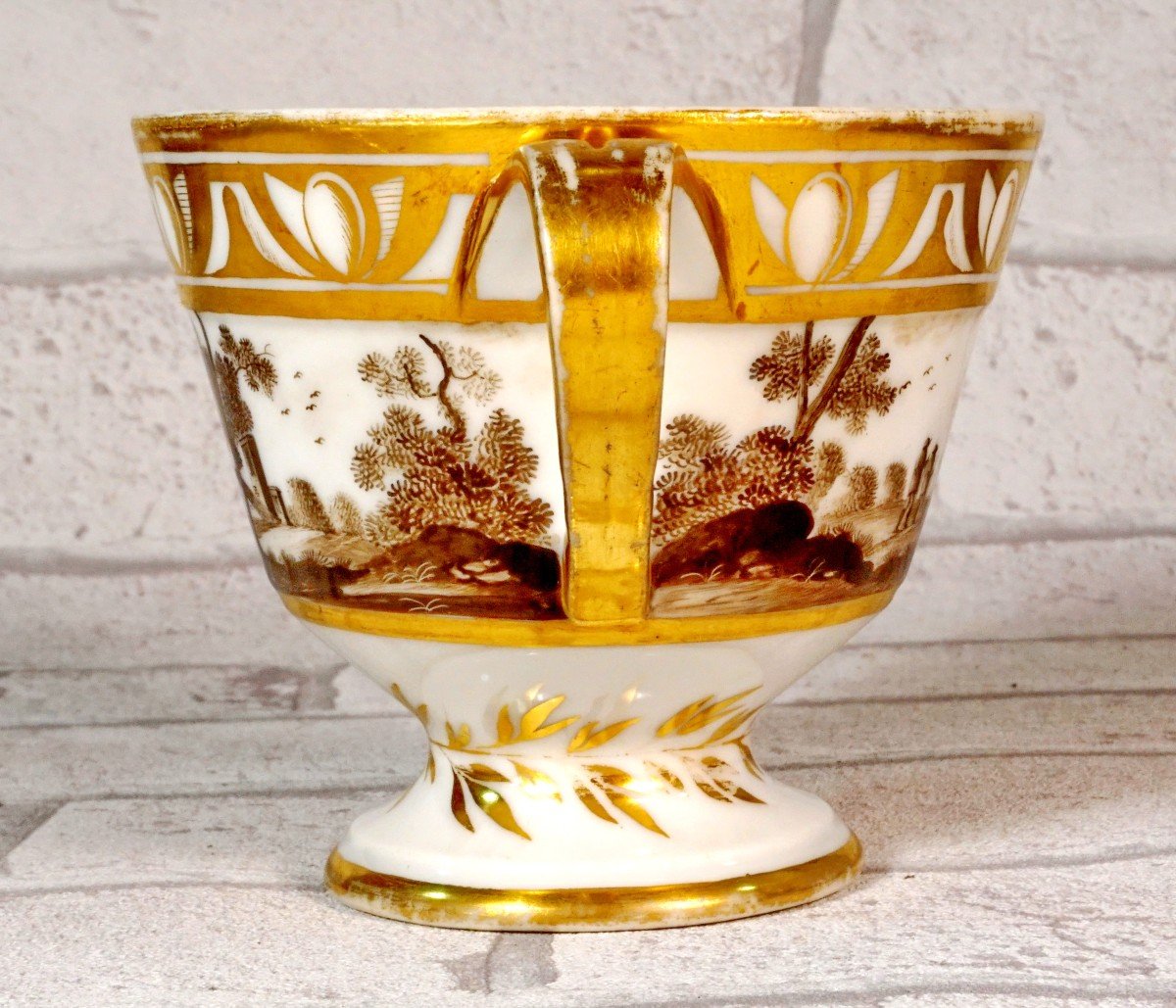 Large Chocolate Cup And Saucer In Paris Porcelain - Late 18th Century-photo-4