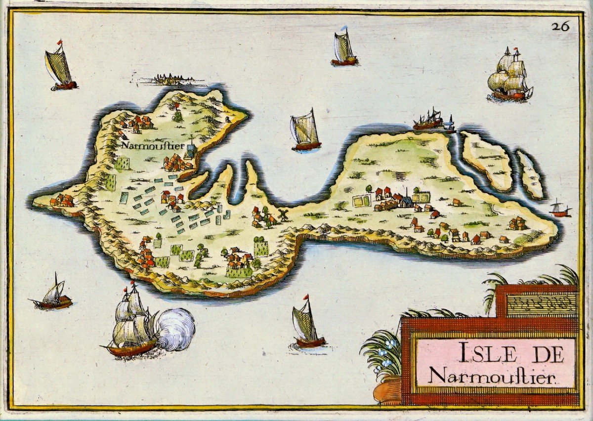 Rare Engraving Of The Island Of Narmoustier (island Of Noirmoutier) - Ep. 17th-photo-3